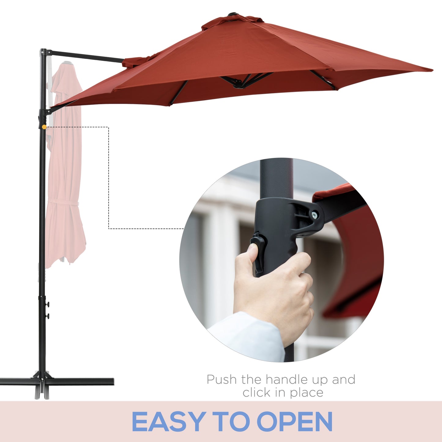 Outsunny 8.5FT Outdoor Cantilever Roma Parasol with 360Â° Rotation and Cross Base, Offset Patio Umbrella for Garden, Dark Grey