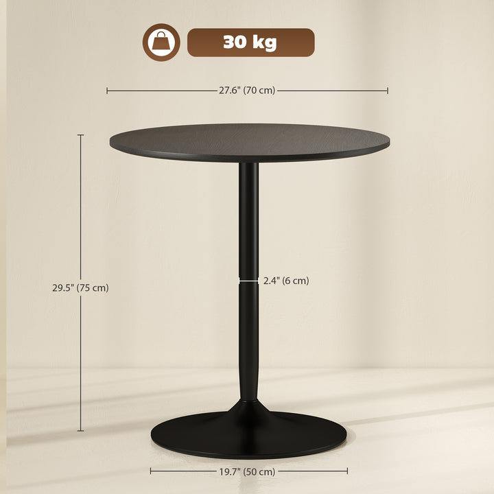 HOMCOM 27.6" Round Kitchen Table for 2, Modern Small Dining Table with Wood Veneer, Steel Base for Dining Room, Natural