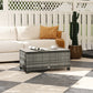 Outsunny Outdoor PE Rattan Wicker Table, Patio Garden Side Table w/Glass Top for Patio, Balcony, Mixed Grey