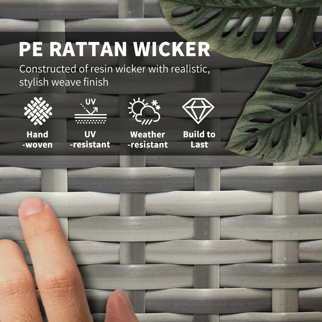 Outsunny 5 Piece Rattan Patio Dining Set with Umbrella Hole, Cushions, Outdoor Patio Table and Chairs for Garden Backyard, Teak