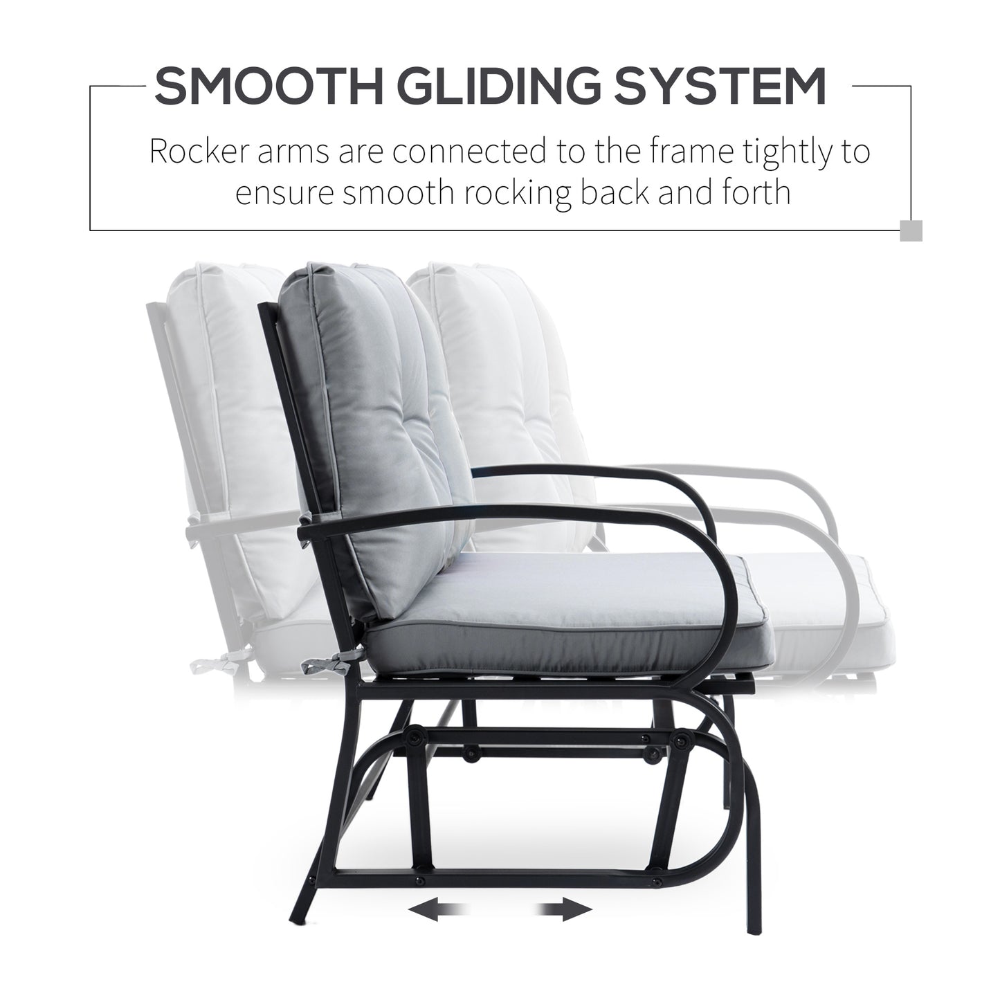 Outsunny 2-Person Outdoor Glider Chair, Patio Double Rocking Loveseat with Steel Frame and Cushions for Backyard, Garden and Porch, Red