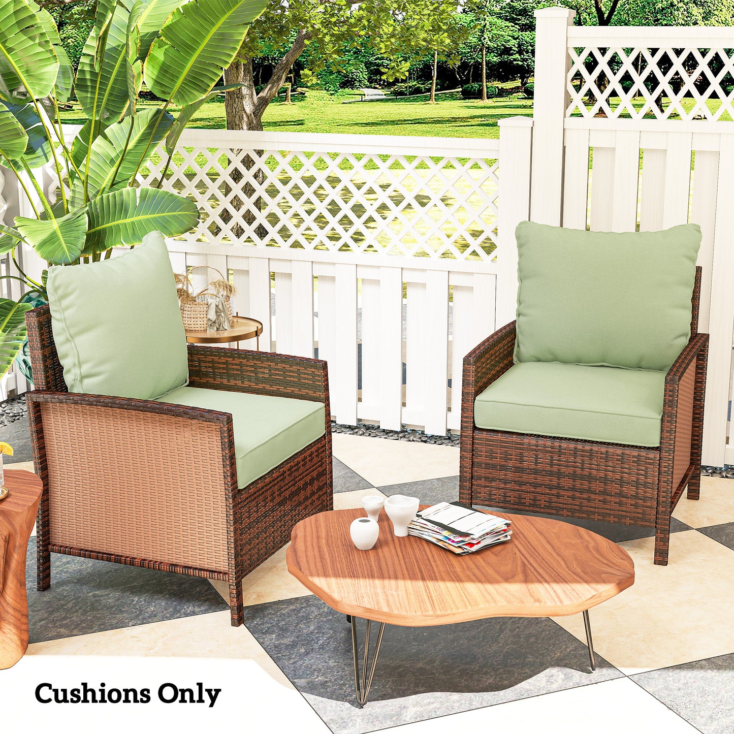 Outsunny 4-Piece Seat Cushion Pillows Replacement, Patio Chair Cushions Set with Back for Indoor Outdoor, Turquoise