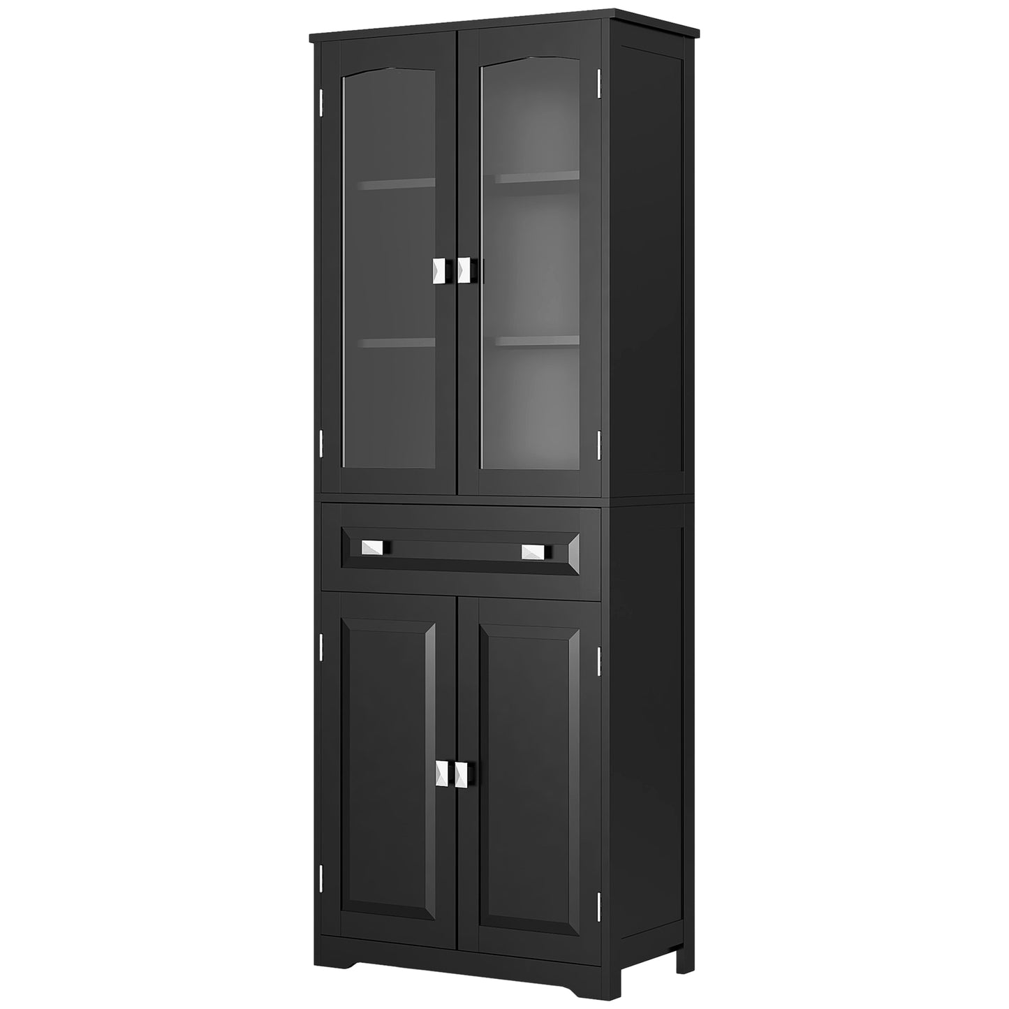 HOMCOM 63" 4-Door Kitchen Pantry Cabinet, Freestanding Storage Cabinet Cupboard with Adjustable Shelves, White