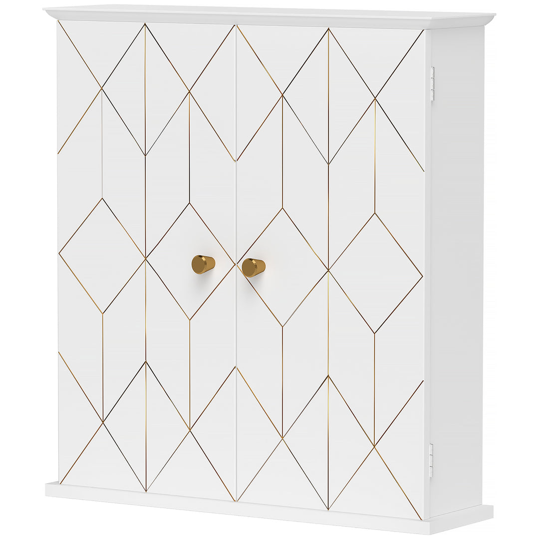 HOMCOM Bathroom Wall Cabinet, Medicine Cabinet, Storage Cabinet with 2 Doors, Adjustable Shelf, White