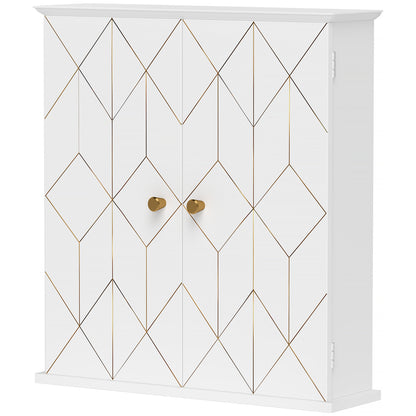 HOMCOM Bathroom Wall Cabinet, Medicine Cabinet, Storage Cabinet with 2 Doors, Adjustable Shelf, White