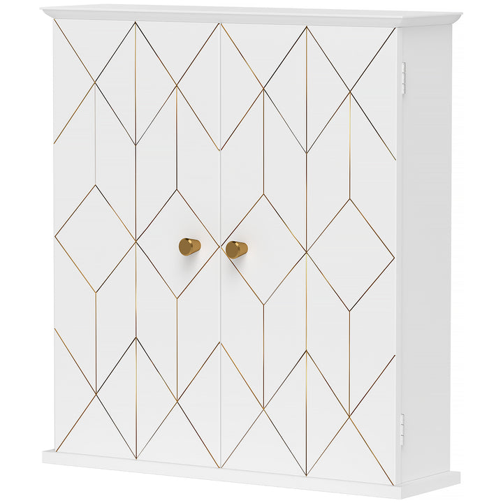 HOMCOM Bathroom Wall Cabinet, Medicine Cabinet, Storage Cabinet with 2 Doors, Adjustable Shelf, White