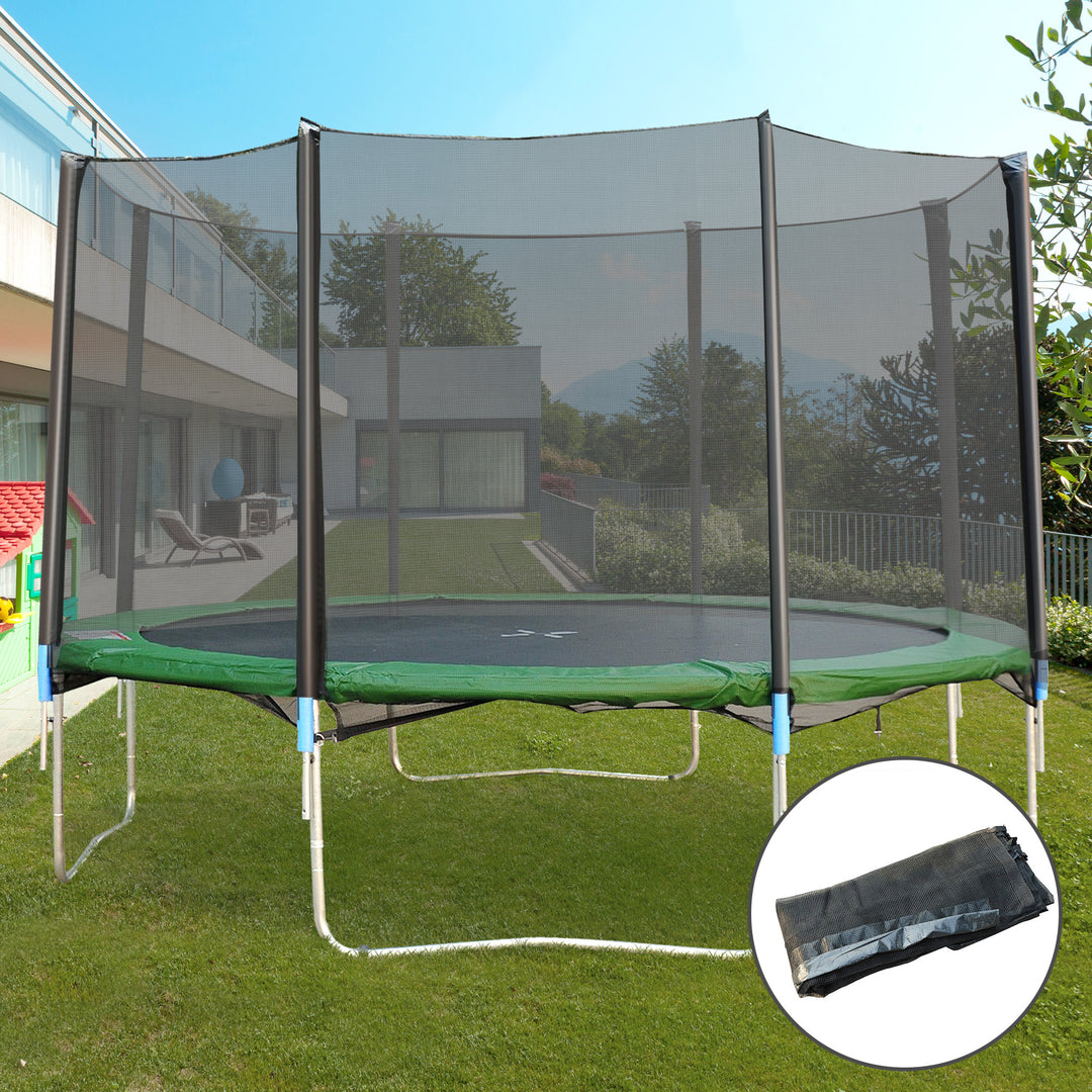 Soozier 12FT Trampoline Net Enclosure Trampolining Bounce Safety Accessories w/ 8 Poles Net Enclosure Only, Black