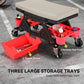 HOMCOM Rolling Garage Stool, 300 LBS Capacity Padded Mechanic Stool with 2.5" Wheels, Adjustable Height 15" -19.7", Red