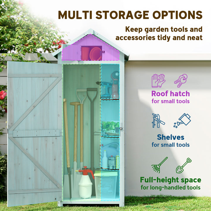 Outsunny 30" x 21" x 71" Garden Storage Shed, Outdoor Tool Utility Storage House  with 3 Tier Shelves and Roof, Blue