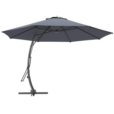 Outsunny 11FT Patio Umbrella, Cantilever Umbrella with 8 Ribs, 360Â° Rotation, Easy Adjustment for Garden, Deck, UPF 50+, Grey
