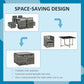 Outsunny 9 Pieces Patio Wicker Dining Set, PE Rattan Garden Sectional Sofa Outdoor Space-Saving Furniture Sets, White