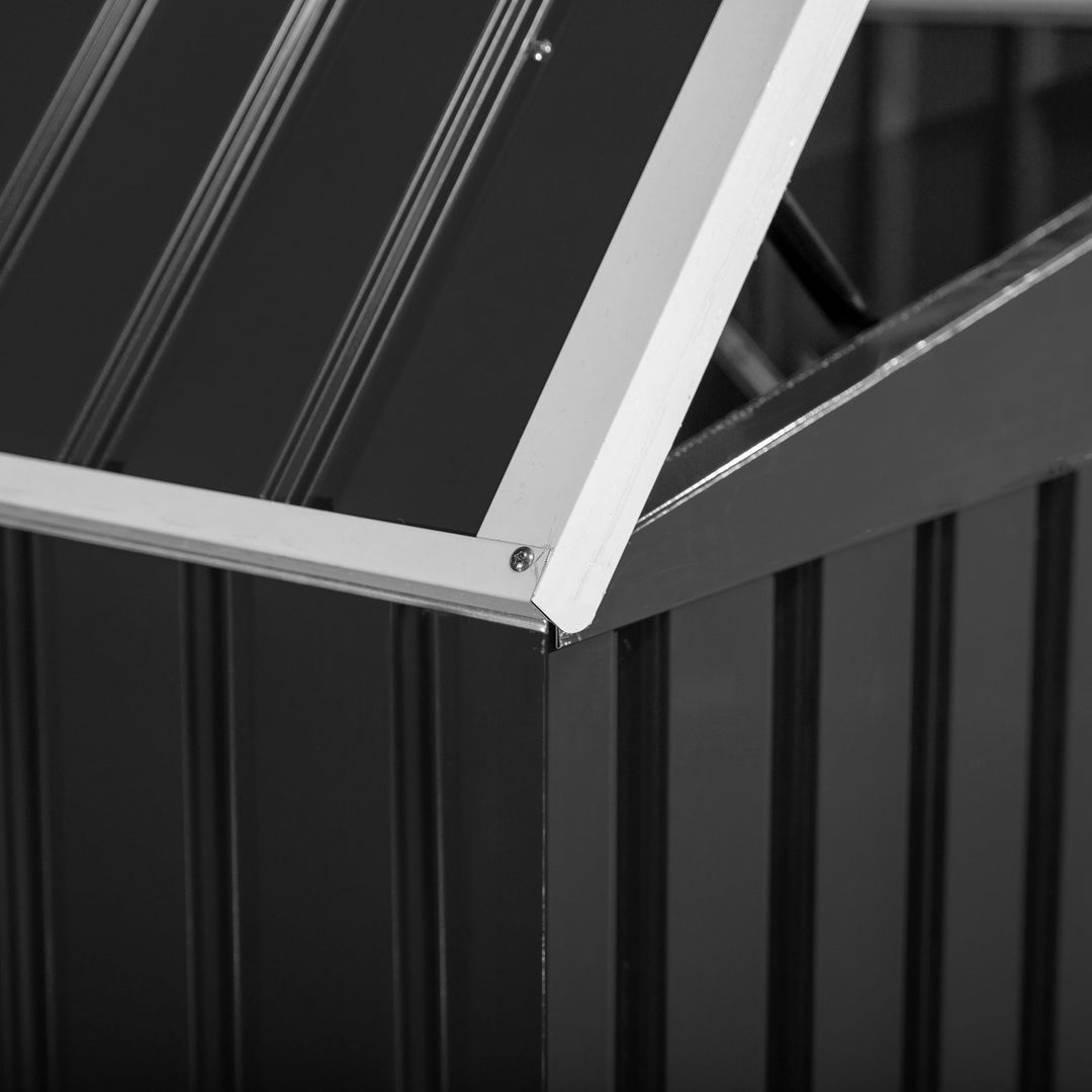 Outsunny Outdoor Trash Can Shed with Double Door and Vents Outdoor Garden Storage for 2 Trash Cans, Dark Grey