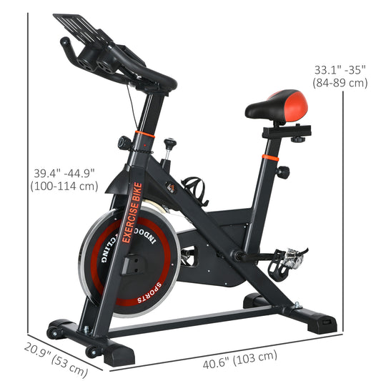 Soozier Adjustable Upright Stationary Exercise Bike w/ LCD Display, Indoor Cycling Bike for Home w/ Adjustable Resistance, Red