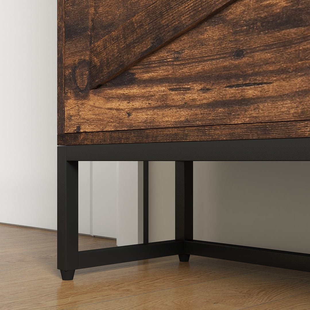 HOMCOM Slim Shoe Storage with 2 Flip Drawers and Adjustable Shelves Shoe Cabinet Organizer for 12 Pair, Rustic Brown