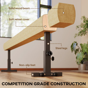 Soozier 7.5ft Adjustable Balance Beam, Gymnastics Beam with Wheels, Gymnastics Equipment for 6+ Years Old Training, Practice, and Professional Home Training