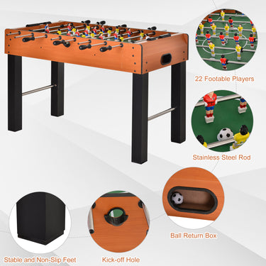 Soozier Foosball Table, 48" Wooden Soccer Game Table, with 8 Rods, 2 Balls Suit for 4 Players for Arcades, Pub, Game Room