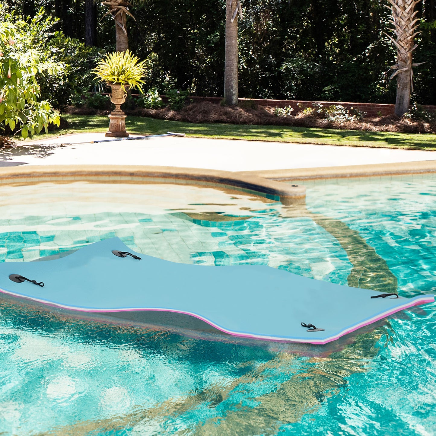 HOMCOM 10x5ft Floating Mat Floating Lily Pad Water Carpet Float Aqua Mat Water Recreation and Relaxing in Lake, River, Beach, Swimming Pool, Blue