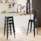 HOMCOM Set of 4 Bar Stools Kitchen Industrial Breakfast Bistro Cafe Metal Frame Black