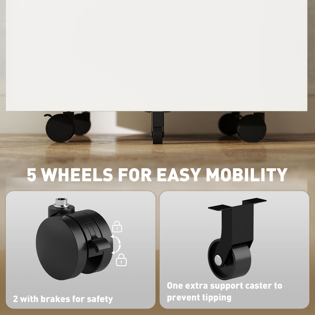Vinsetto File Cabinet, Vertical Filing Cabinet with Adjustable Partition for A4 Letter Size, Lockable for Office, White