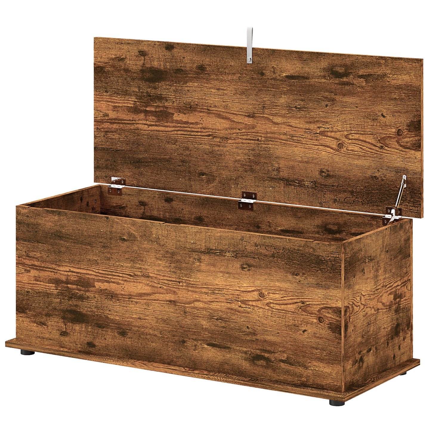 HOMCOM 39.5" Storage Chest with 2 Safety Hinges, Storage Box Organizer with Flip-Top Lid, Entryway Storage Bench, Rustic Brown