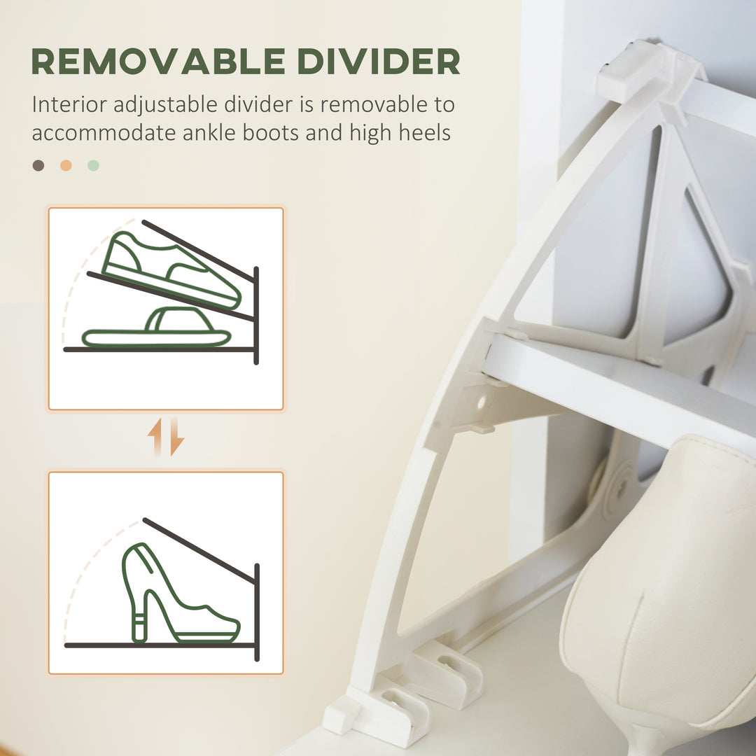 HOMCOM Slim Shoe Storage with 3 Flip Drawers and Adjustable Shelves Shoe Cabinet Organizer for 15 Pair, High Gloss White