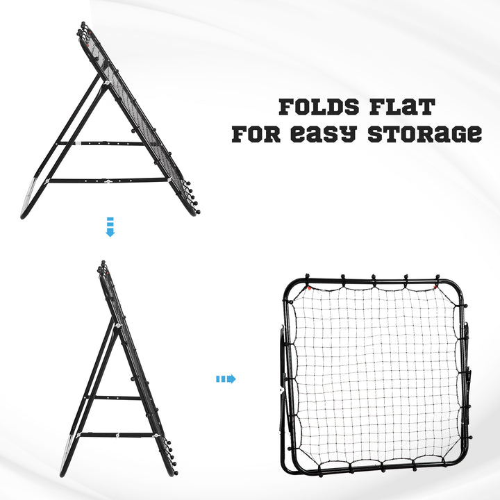 HOMCOM Volleyball Rebounder Net Football Training Aid Kickback Target Play Black