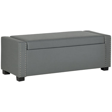HOMCOM Upholstered Flip Top Storage Bench Fabric Ottoman for Bedroom, Living room, Light Grey