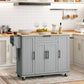 HOMCOM Modern Rolling Kitchen Island Cart with Drawers, Natural Wood Top, Towel Rack, Door Storage Cabinet, White