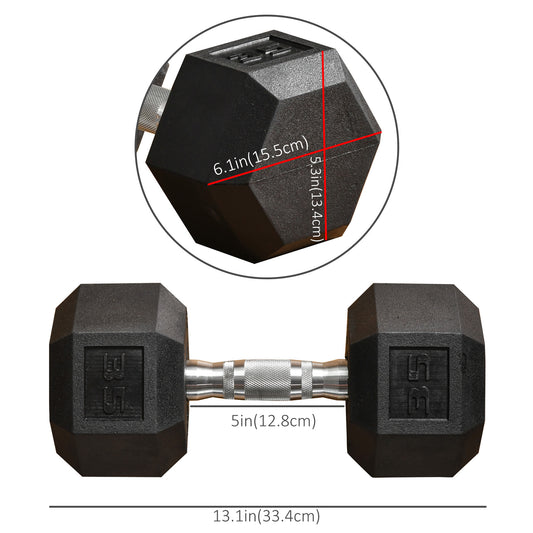 Soozier 35lbs Rubber Hex Dumbbells Weight Dumbbell Hand Weight Barbell for Body Fitness Training for Home Office Gym, Black
