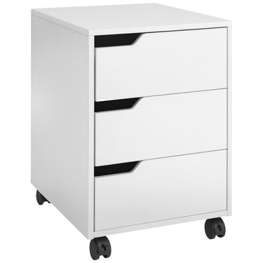 HOMCOM 3 Drawer File Cabinet, Mobile Vertical Filing Cabinet with Wheels, Printer Stand with Storage for Home Office, White