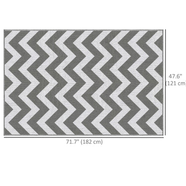 Outsunny Reversible Outdoor RV Rug, Patio Floor Mat, 4' x 6' Plastic Straw Rug for Backyard, Deck, Beach, Camping, Grey & White