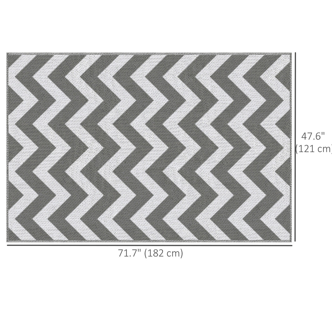Outsunny Reversible Outdoor RV Rug, Patio Floor Mat, 4' x 6' Plastic Straw Rug for Backyard, Deck, Beach, Camping, Grey & White