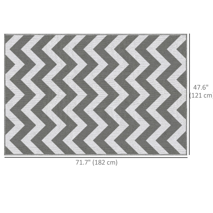 Outsunny Reversible Outdoor RV Rug, Patio Floor Mat, 4' x 6' Plastic Straw Rug for Backyard, Deck, Beach, Camping, Grey & White