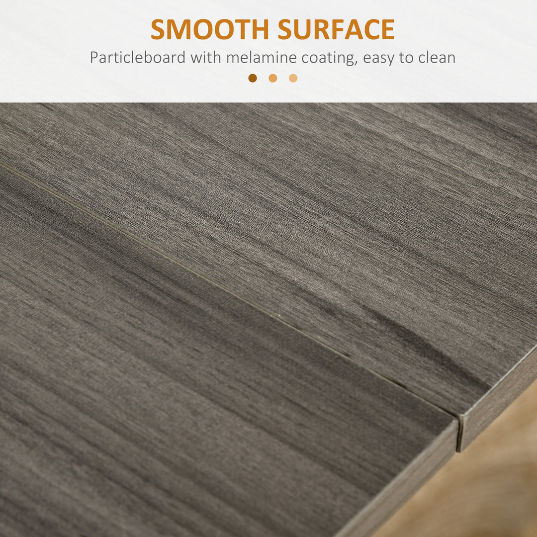 HOMCOM Extendable Dining Table, Collapsible Folding Table w/ 2-tier Shelves and Rolling Casters, Nature Wood