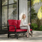 Outsunny 2-Person Outdoor Glider Chair, Patio Double Rocking Loveseat with Steel Frame and Cushions for Backyard, Garden and Porch, Red