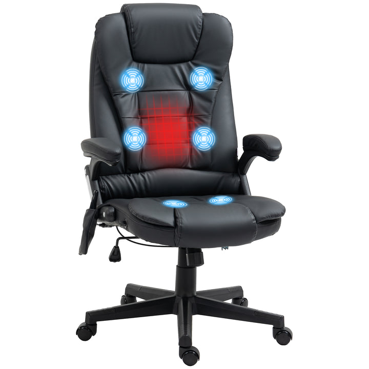 HOMCOM Executive Massage Chairs Heated High Back Reclining Office Chair Swivel Leather Adjustable Vibrating Furniture Black