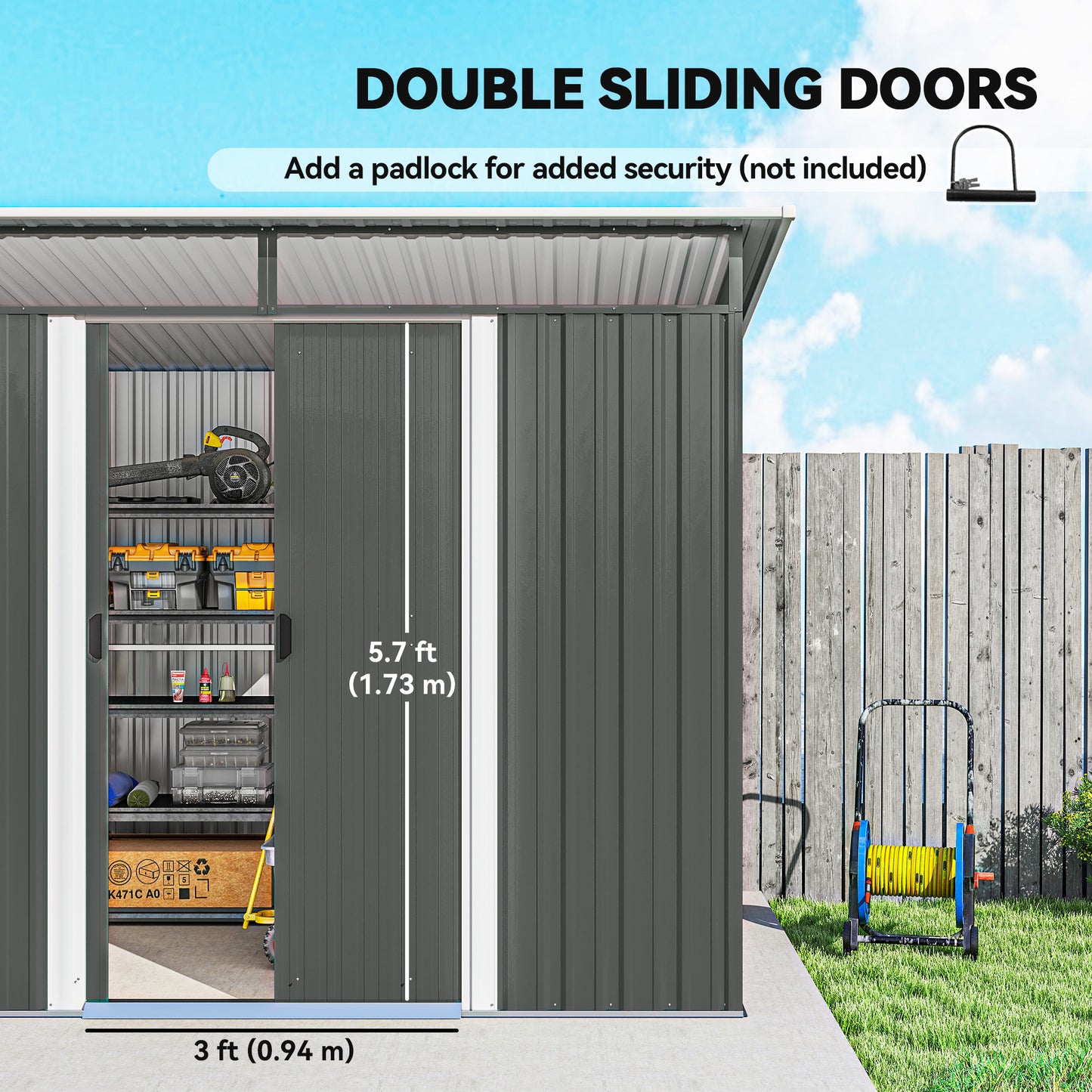 Outsunny 6' x 8.5' Outdoor Metal Garden Shed Utility Tool Storage Steel Backyard House, Dark Green