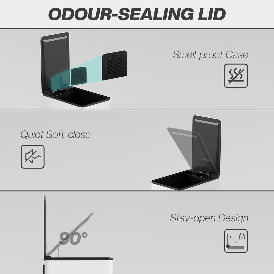 HOMCOM 5.3 Gallon Stainless Steel Kitchen Garbage Can with Soft-close Lid, Foot Pedal, Fingerprint-Proof, Silver