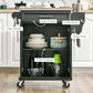 HOMCOM Kitchen Island with Stainless Steel Top, Rolling Kitchen Cart on Wheels with Storage Drawer, Cabinet, Towel Rack and Spice Rack (Black)