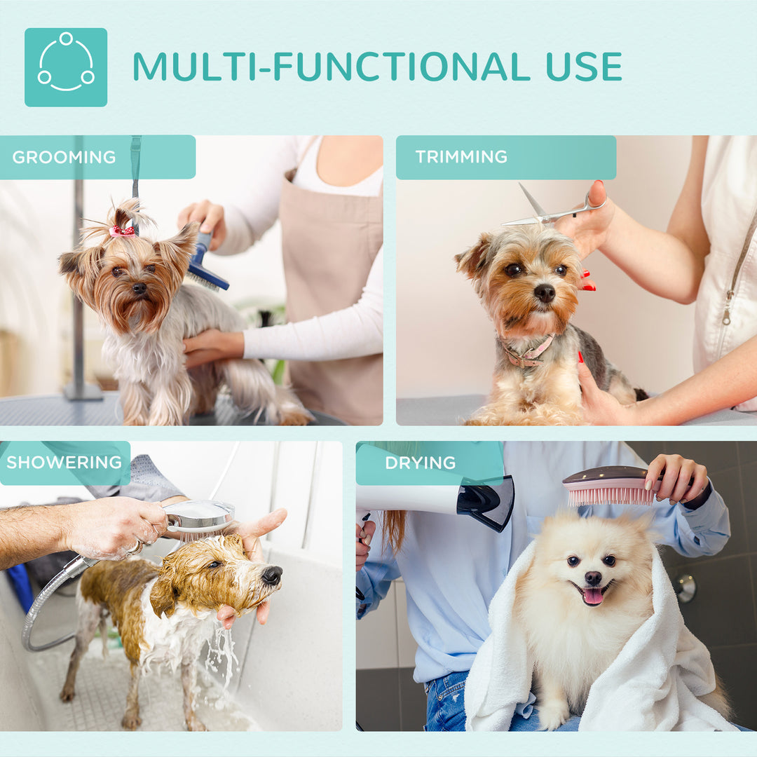 PawHut Foldable Pet Grooming Table for Dogs Cats with Adjustable Arm, Non-slip Surface, Black