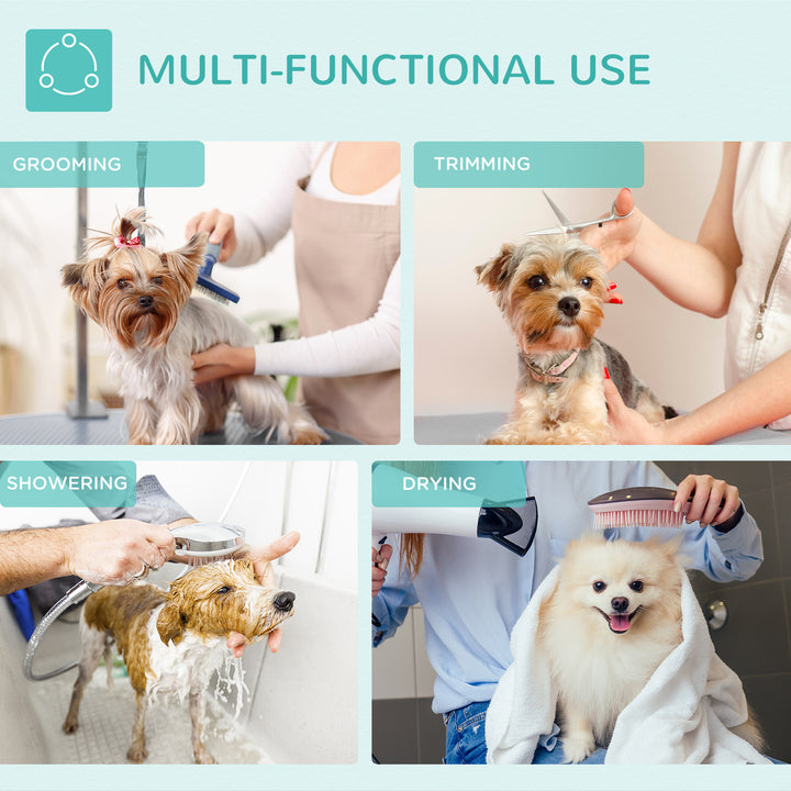 PawHut Foldable Pet Grooming Table for Dogs Cats with Adjustable Arm, Non-slip Surface, Black