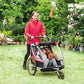 Aosom 2 Seat Bike Trailer for Kids 2-in-1 Double Baby Jogging Stroller with Handbrake, Rubber Wheels, 5 Point Harness, Waterproof Cover, Storage Bag, Reflectors, Yellow