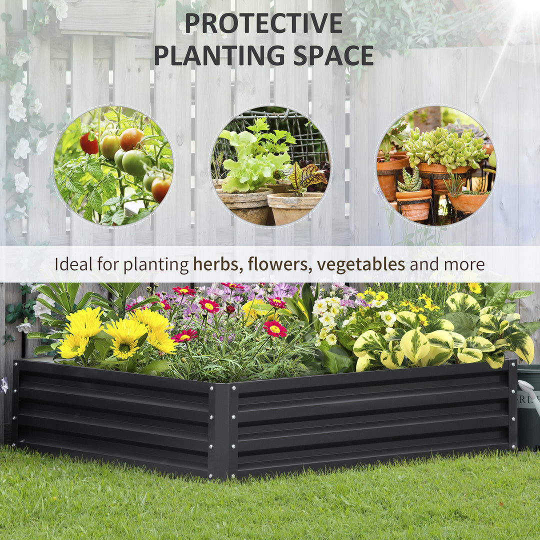 Outsunny 4' x 4' x 1' Raised Garden Bed Galvanized Steel Planter Box for Vegetables, Flowers, Herbs, Green
