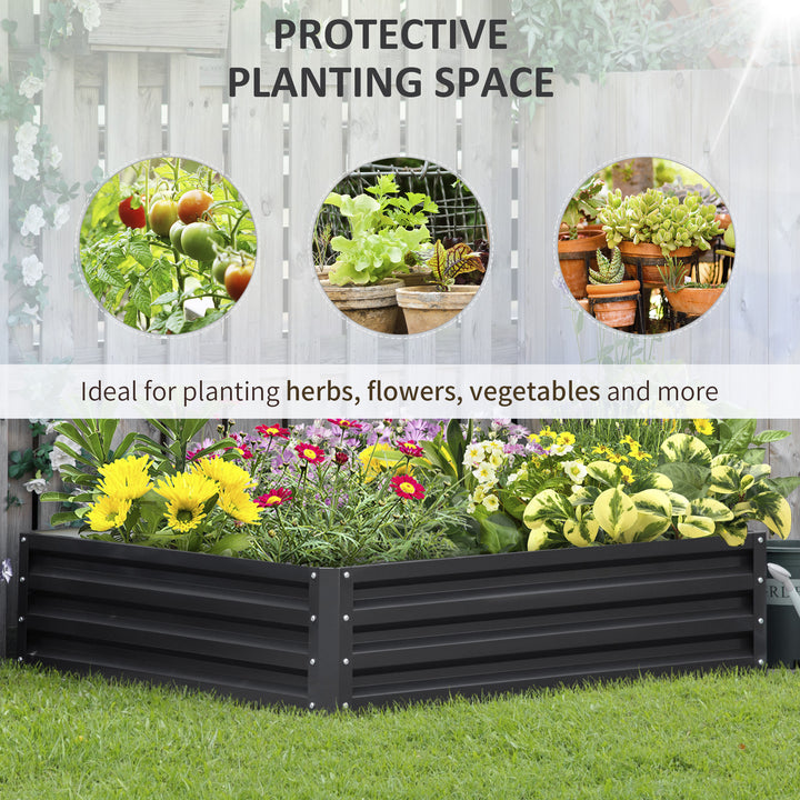 Outsunny 4' x 4' x 1' Raised Garden Bed Galvanized Steel Planter Box for Vegetables, Flowers, Herbs, Green