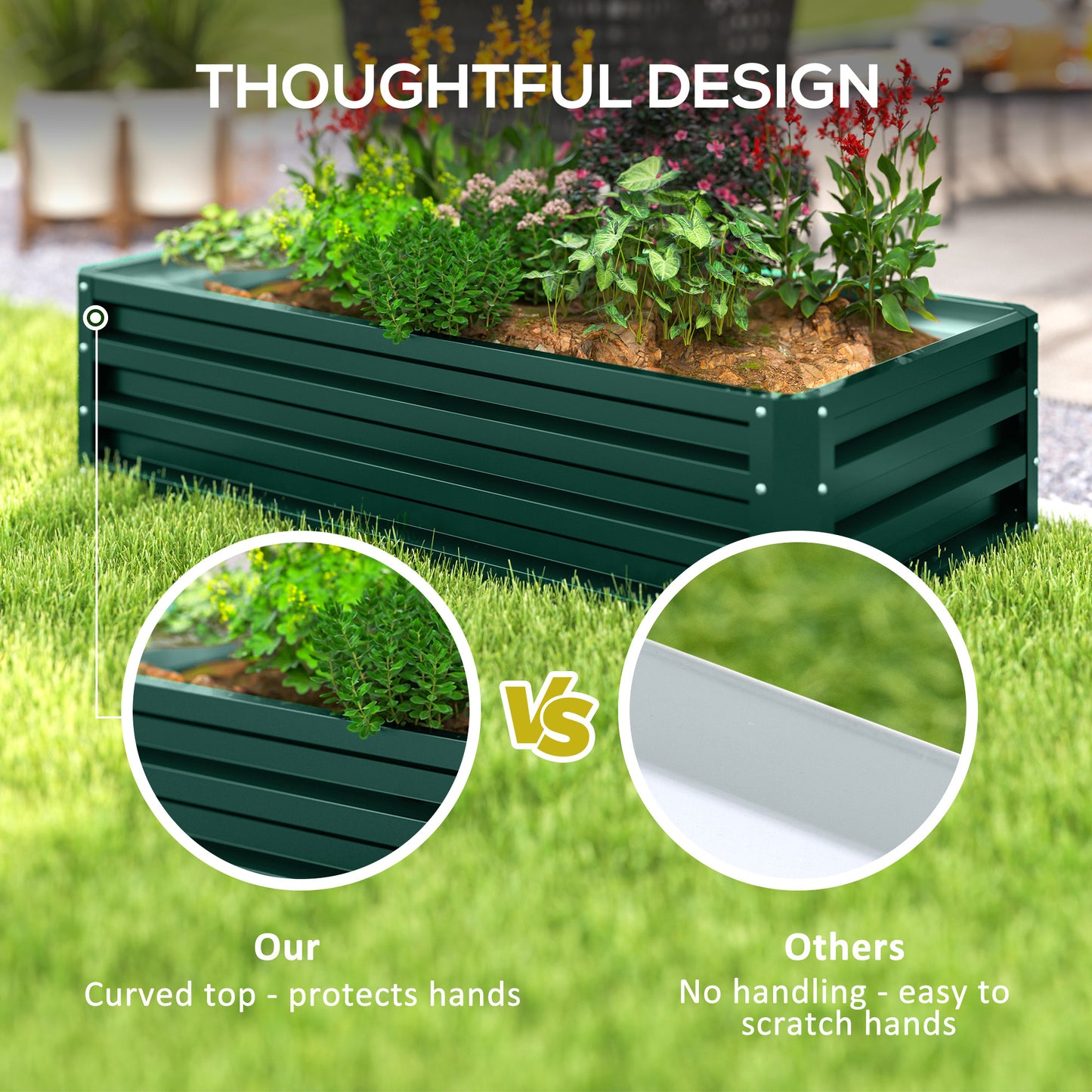 Outsunny Galvanized Raised Garden Bed, Outdoor Planter Box for Vegetables, Flowers, Herbs, 4' x 2' x 1', Grey