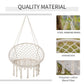 Outsunny Patio Hammock Chair, Hanging Rope Hammock Swing for Indoor & Outdoor Use with Backrest, Cotton-Polyester Blend, Fringe Tassels, Dark Grey