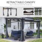 Outsunny Metal Pergola with Sliding Roof Canopy, Retractable Pergola Canopy, 10' x 10', Dark Grey