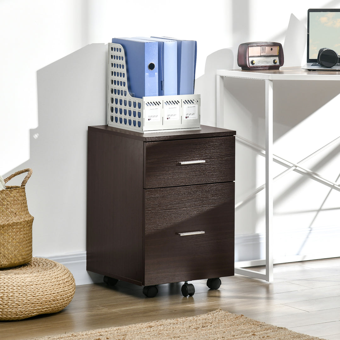 Vinsetto Mobile Filing Cabinet, Vertical File Cabinet with 2 Drawers, Wheels, for Letter or A4 File, Natural
