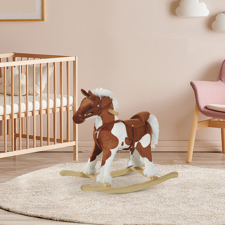 Qaba Kids Rocking Horse Ride on Toy for Toddler 3 year old with Nursery Rhyme Music and Light