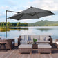 Outsunny 8.5FT Outdoor Cantilever Roma Parasol with 360Â° Rotation and Cross Base, Offset Patio Umbrella for Garden, Dark Grey